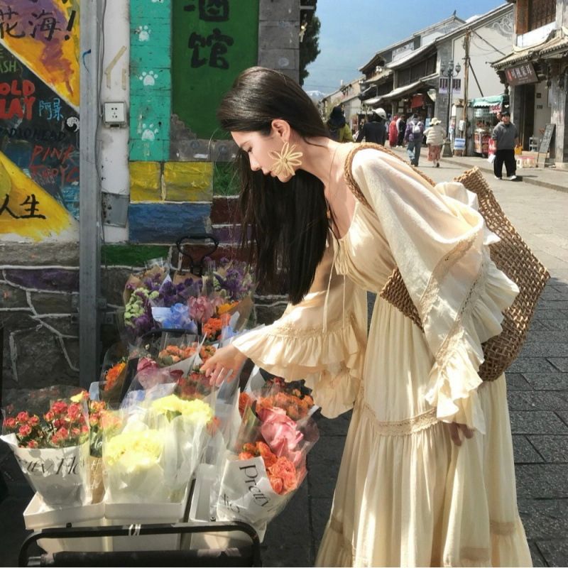 Summer Clothing Modest - New Elegant Square Neck Trumpet Sleeve
