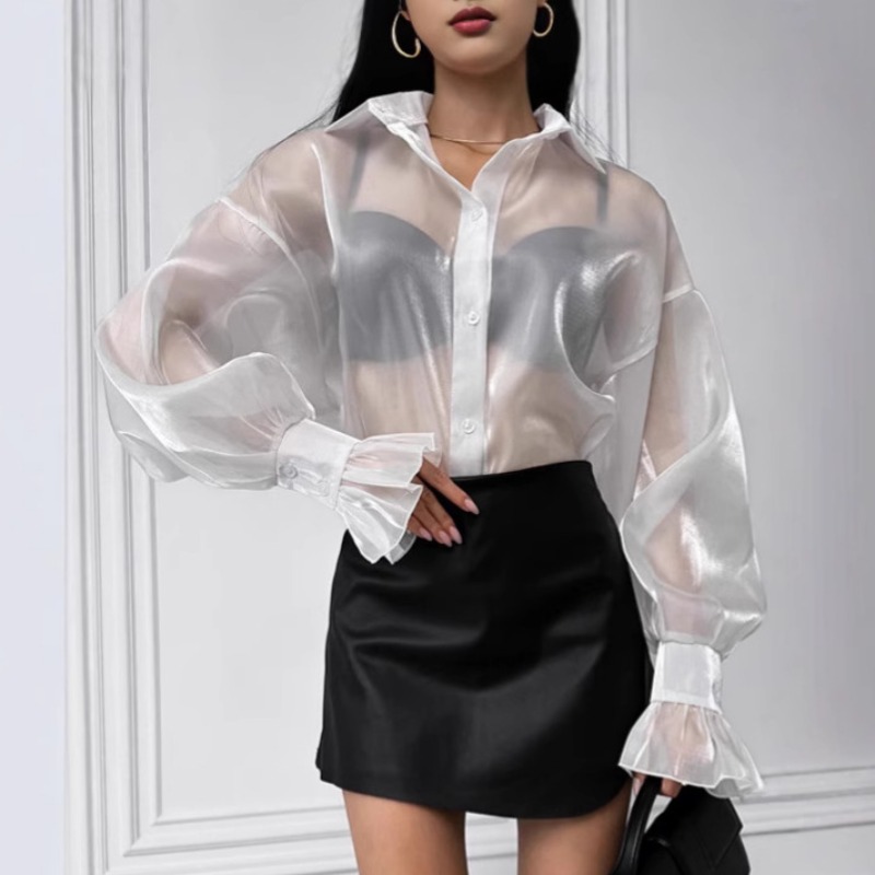Summer Gauze Clothing - 2025 Spring See Through Mesh Shirts