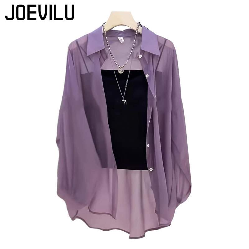 Summer Japanese Clothing - Sheer Chiffon Shirt Women's Casual UV
