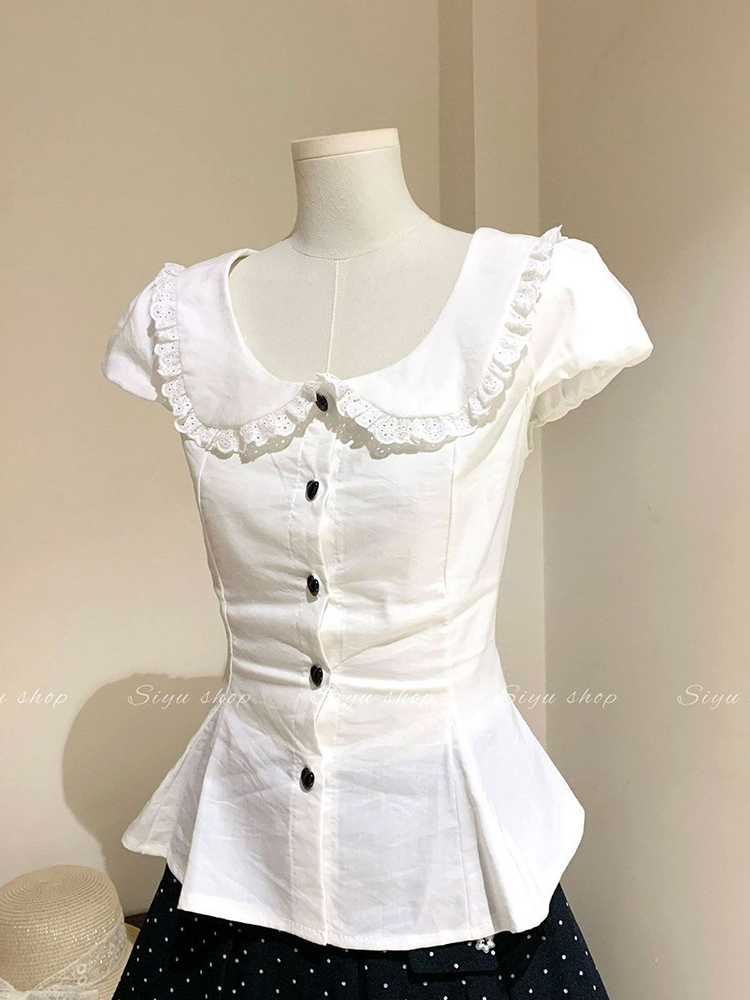 White Slim Sweet Shirt Women P - Summer Japanese Clothing ulasan dan harga