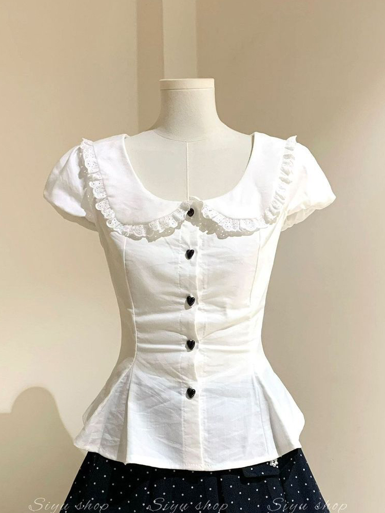White Slim Sweet Shirt Women P - Summer Japanese Clothing ulasan dan harga