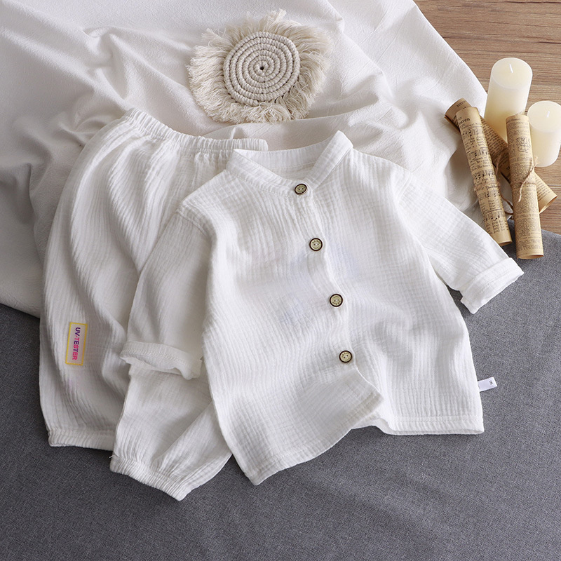 Children's Stand Collar Sets B - Summer Gauze Clothing ulasan dan harga
