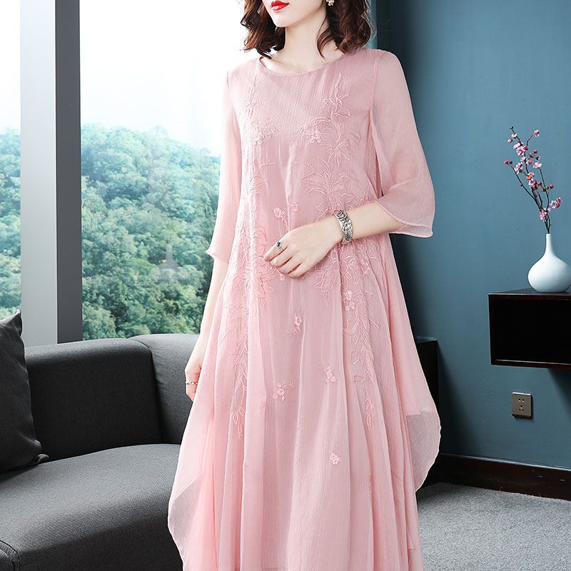 Elegant O-Neck Spliced Gauze E - Summer Gauze Clothing ulasan dan harga