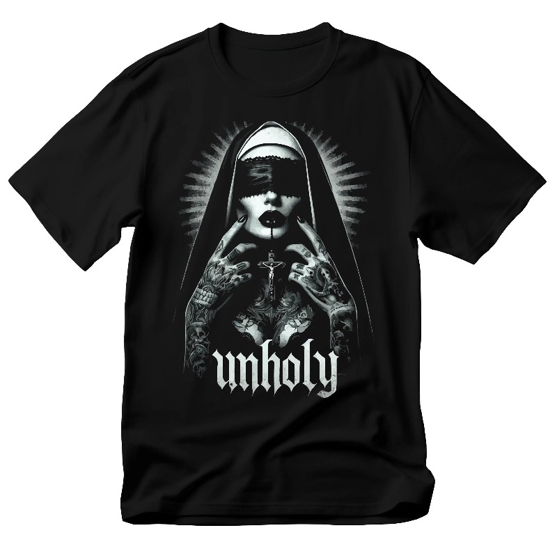Unholy Nun T-Shirt: Gothic Sat - Summer Goth Clothing ulasan dan harga