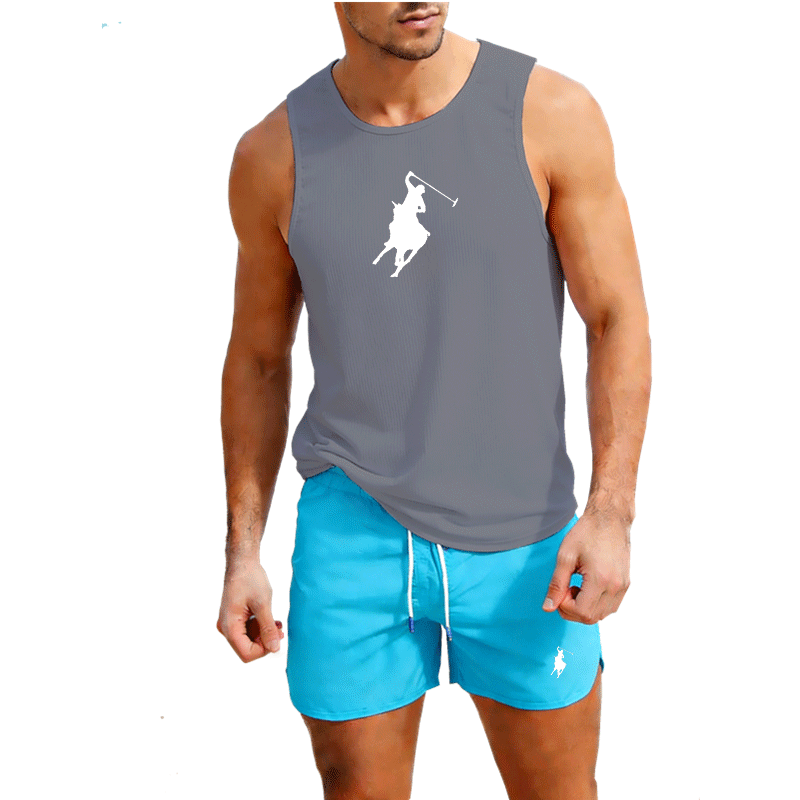 European Men Summer Vest and S - Summer Knit Clothing ulasan dan harga