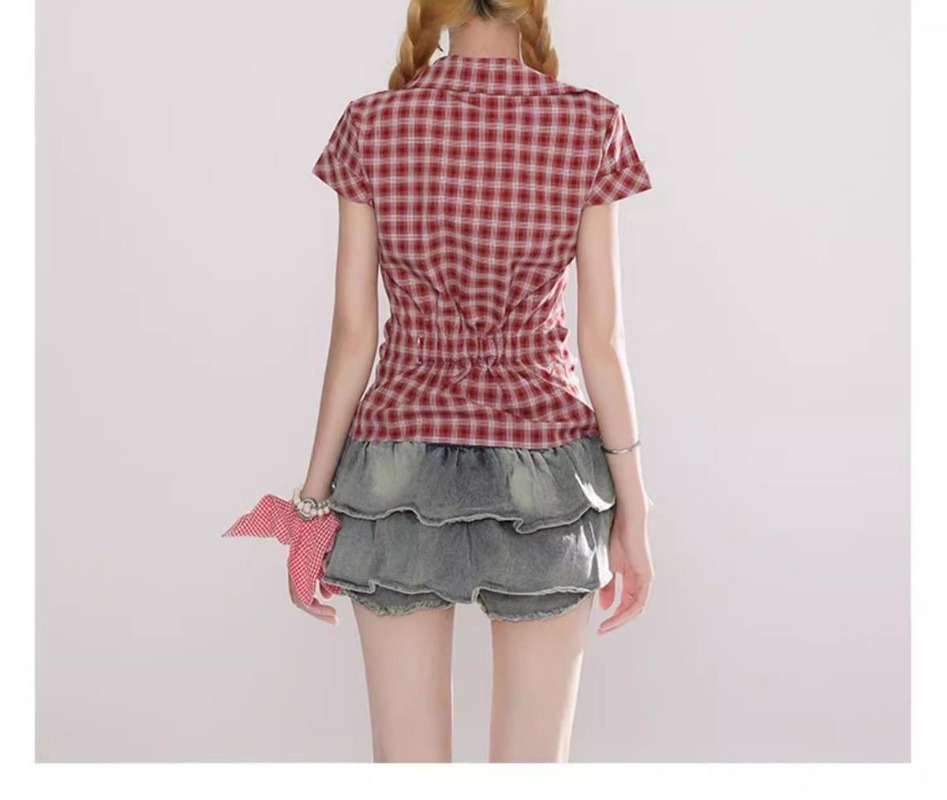 Harajuku Vintage Gothic Plaid  - Summer Goth Clothing ulasan dan harga