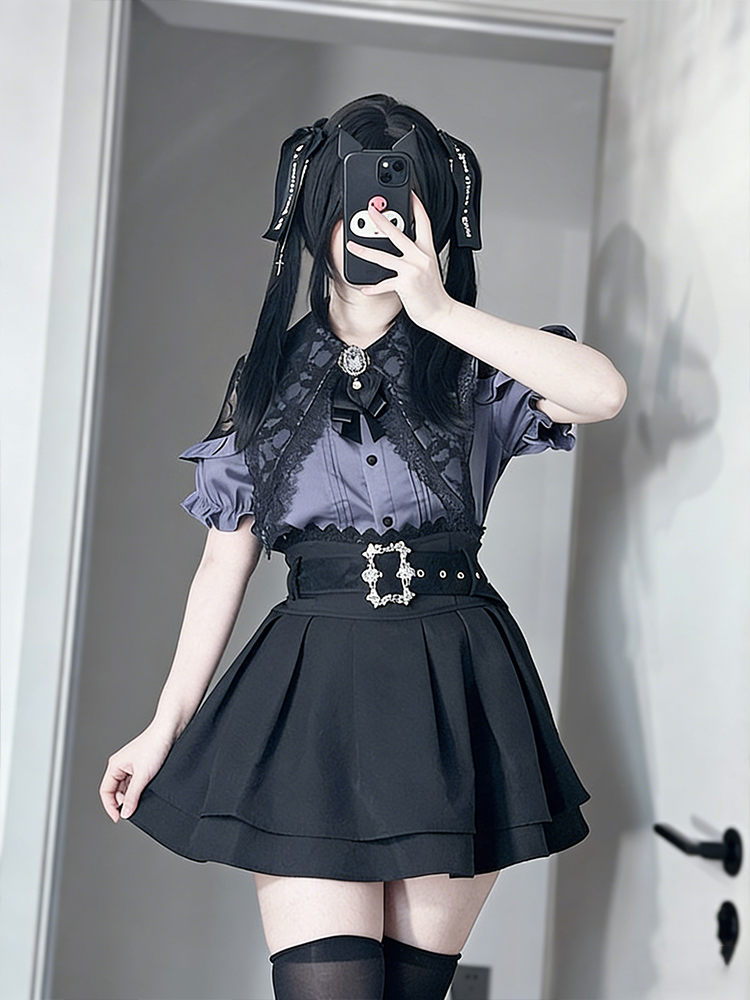 Gothic Style Shoulder Bared Sh - Summer Goth Clothing ulasan dan harga