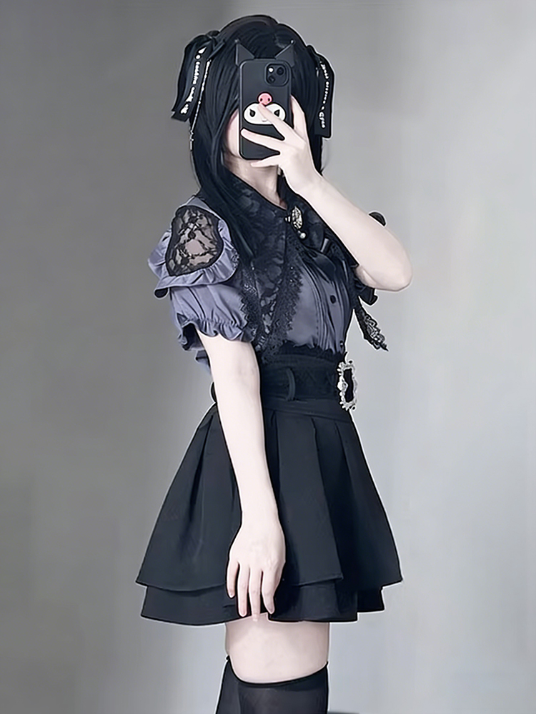 Gothic Style Shoulder Bared Sh - Summer Goth Clothing ulasan dan harga