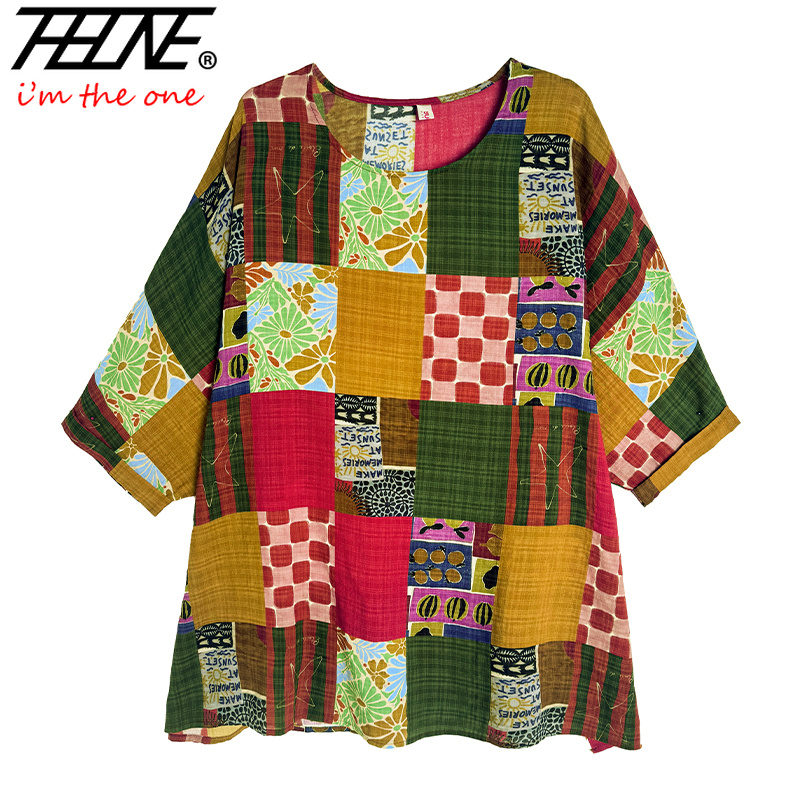 THHONE Women Shirts Print Loos - Summer Clothing Modest ulasan dan harga