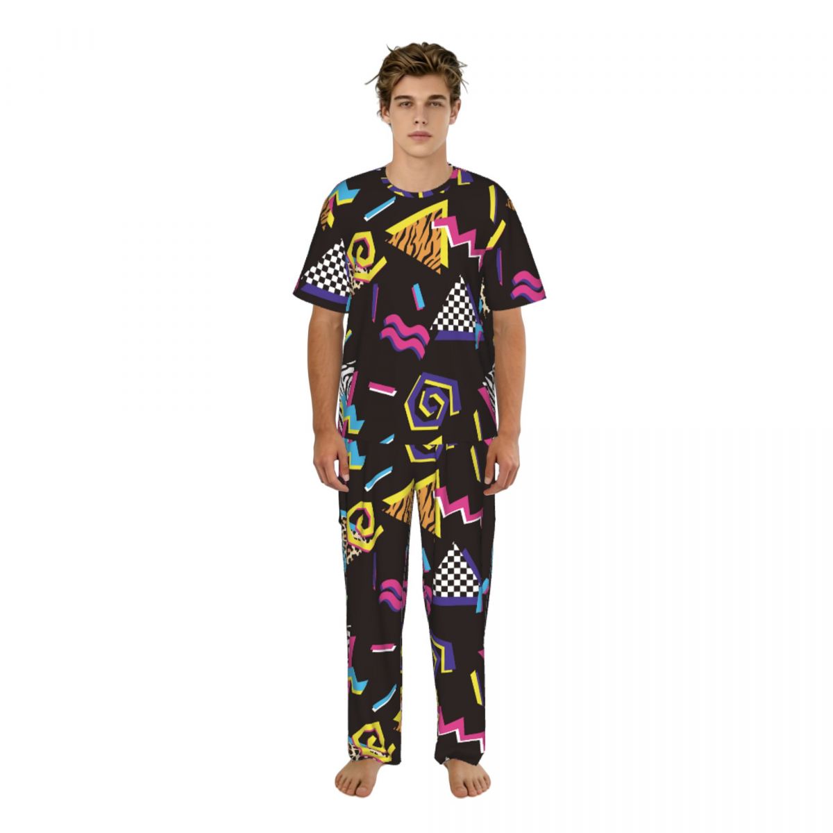 Men Pajamas Suit Short Sleeved - Summer Clothing Long Sleeve ulasan dan harga