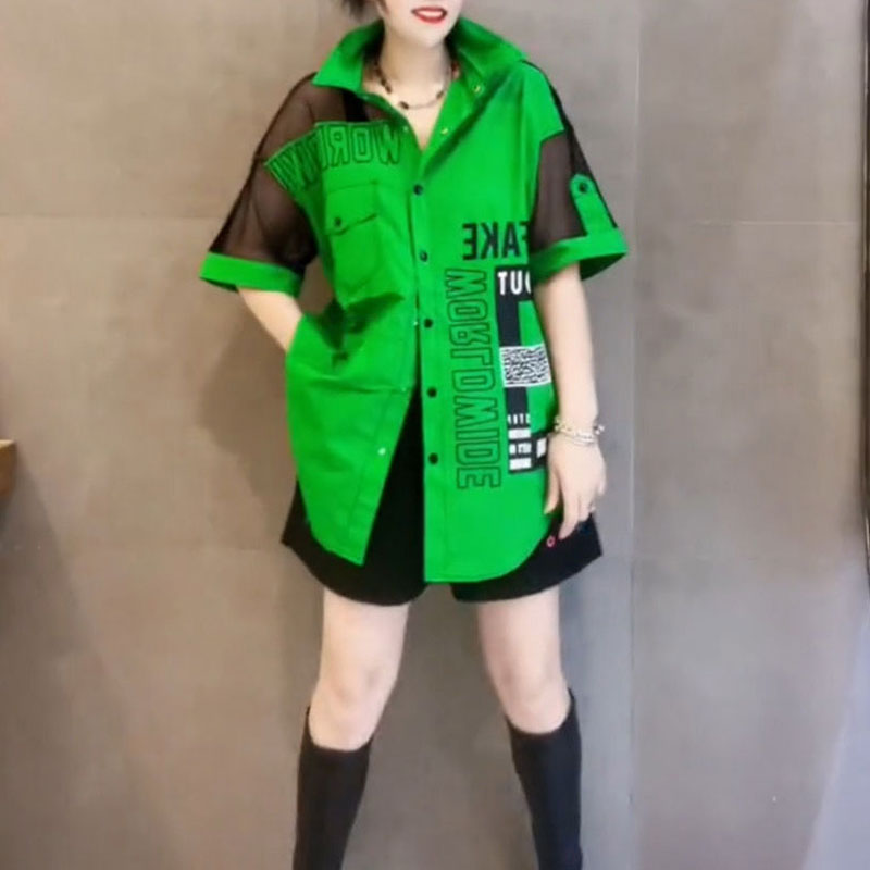 Casual Letter Printed Loose Bl - Summer Gauze Clothing ulasan dan harga