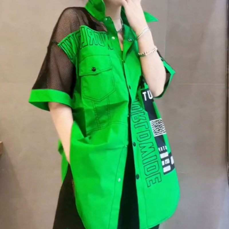 Casual Letter Printed Loose Bl - Summer Gauze Clothing ulasan dan harga