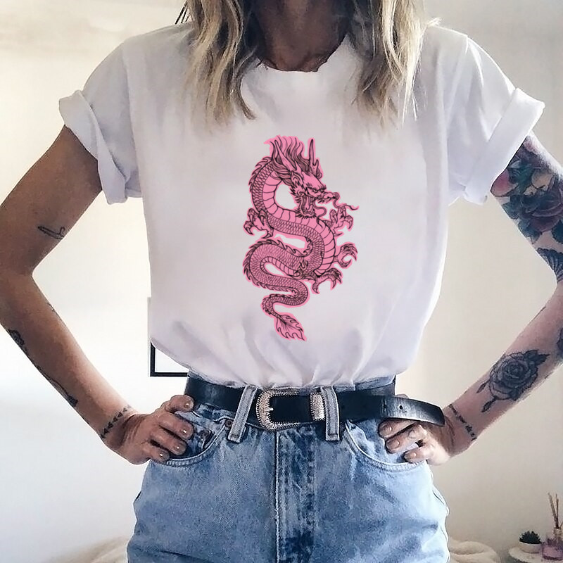 Women's t-shirts Pink Dragon T - Summer Goth Clothing ulasan dan harga
