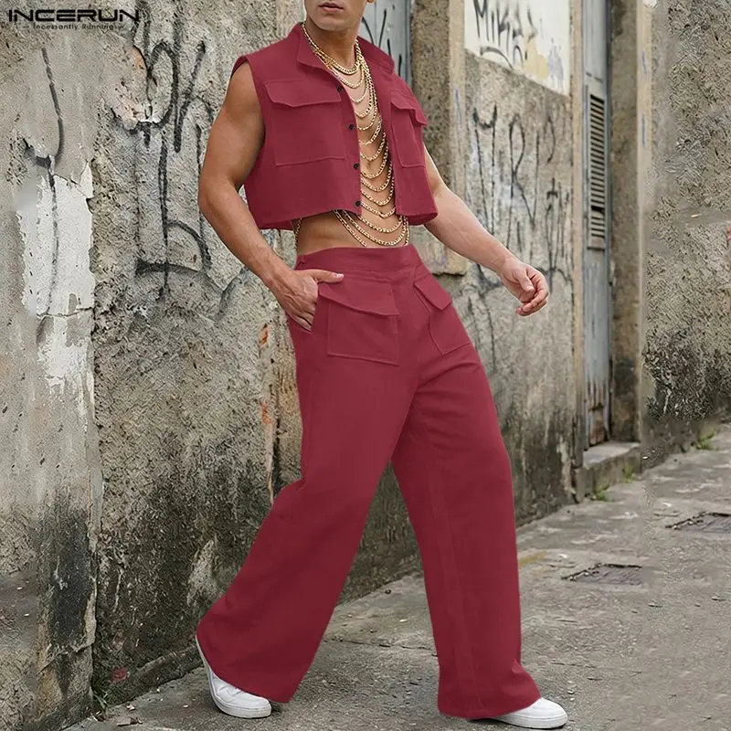INCERUN Men Sets Solid Sleevel - Summer Clothing Trends ulasan dan harga