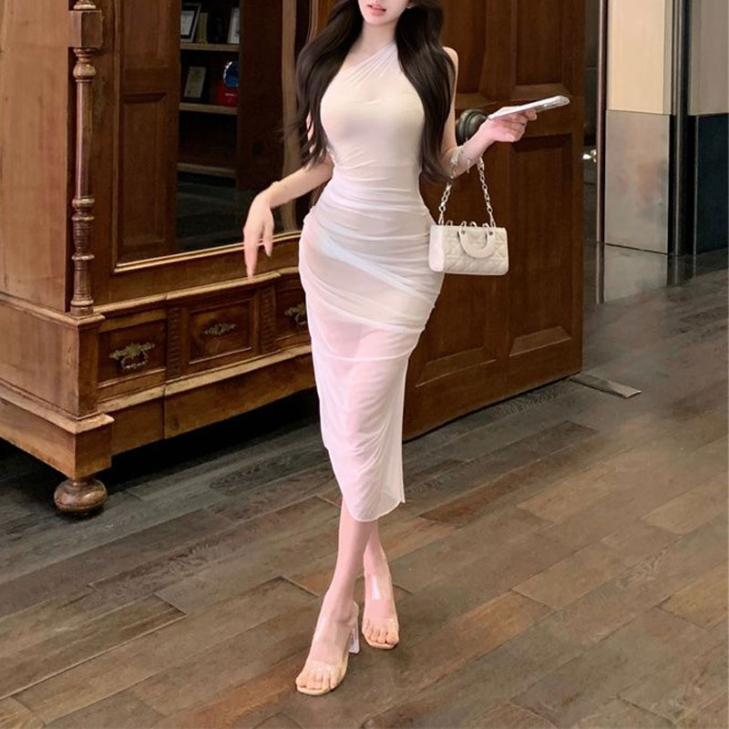 Stylish Gauze Spliced Skew Col - Summer Gauze Clothing ulasan dan harga