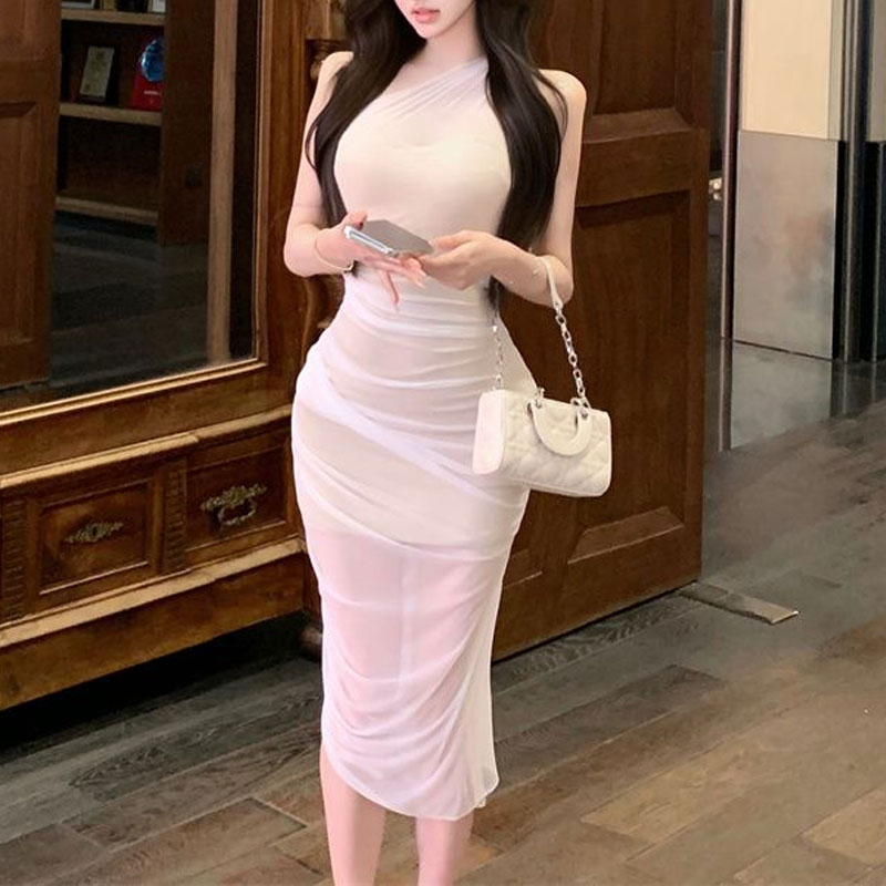 Stylish Gauze Spliced Skew Col - Summer Gauze Clothing ulasan dan harga