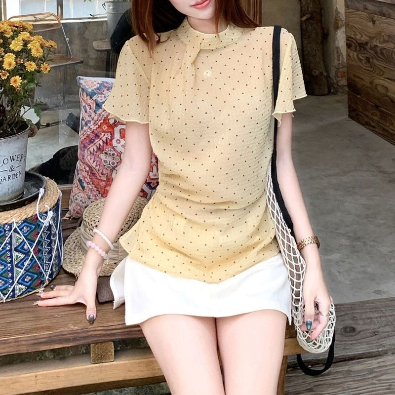 Fashionable Gauze Sweet Polka  - Summer Gauze Clothing ulasan dan harga