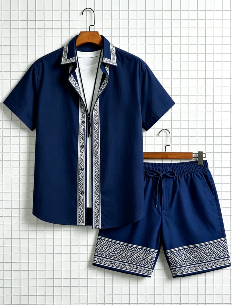 Men's ethnic border printed sh - Summer Clothing Trends ulasan dan harga
