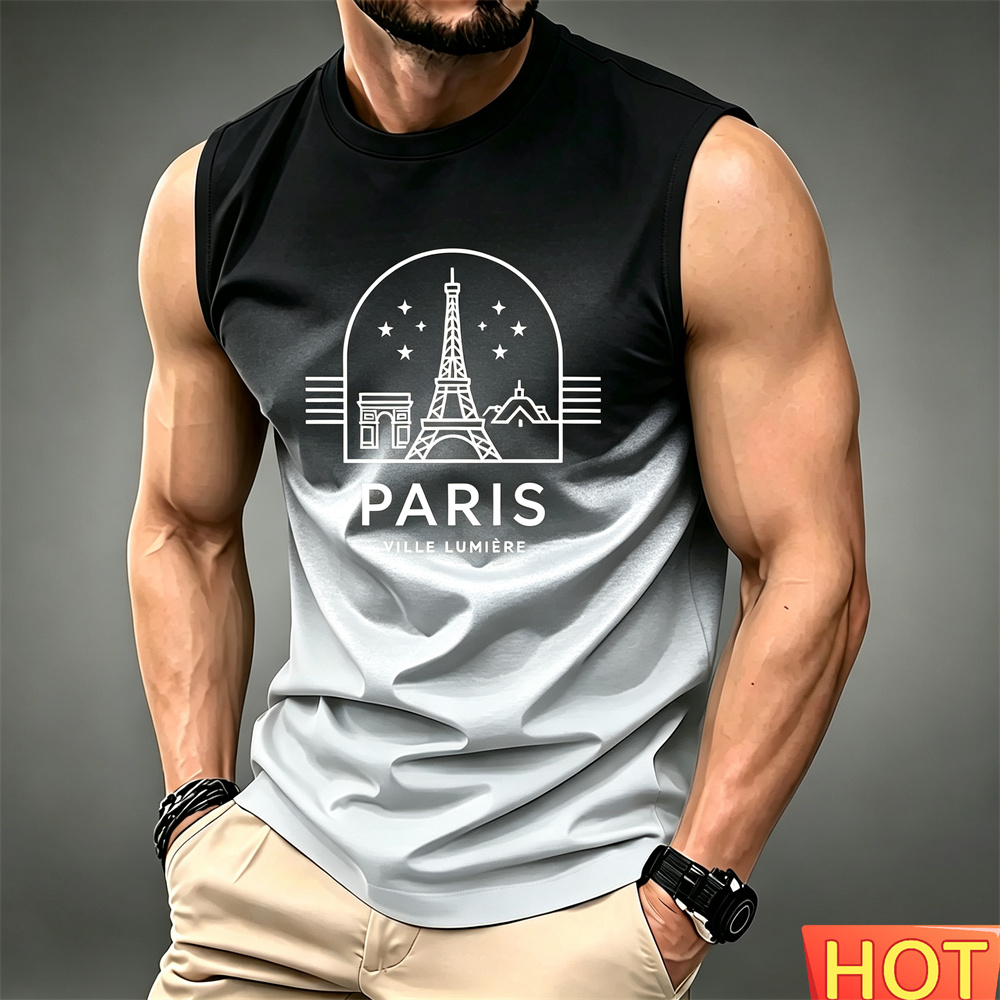 Summer Men's gradient sleevele - Summer Clothing In Paris ulasan dan harga