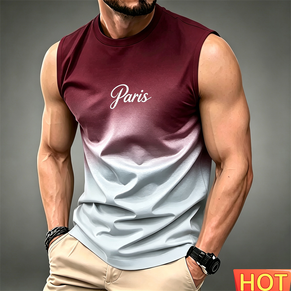 Summer Men's gradient sleevele - Summer Clothing In Paris ulasan dan harga