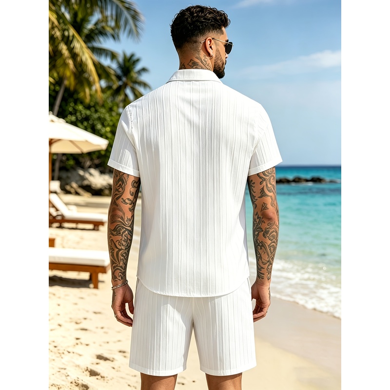 2Men's Summer Casual Suit Set， - Summer Knit Clothing ulasan dan harga