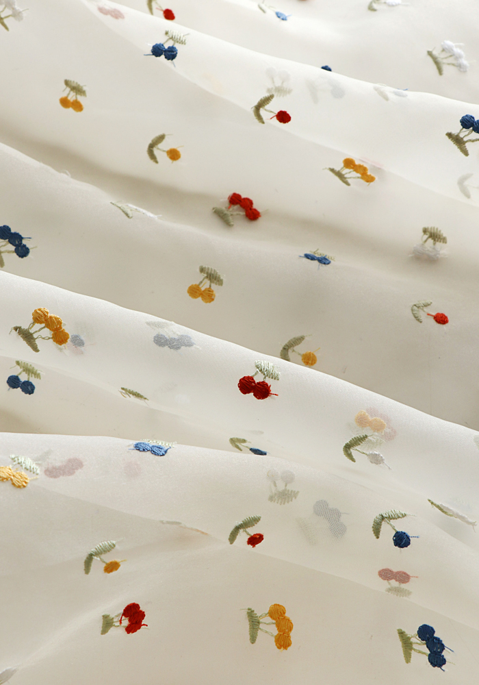 145x50cm White Fruit Embroider - Summer Gauze Clothing ulasan dan harga