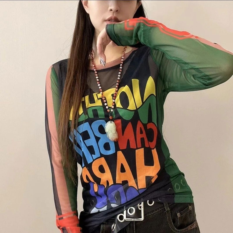 Casual Letter Printed T-shirt  - Summer Gauze Clothing ulasan dan harga