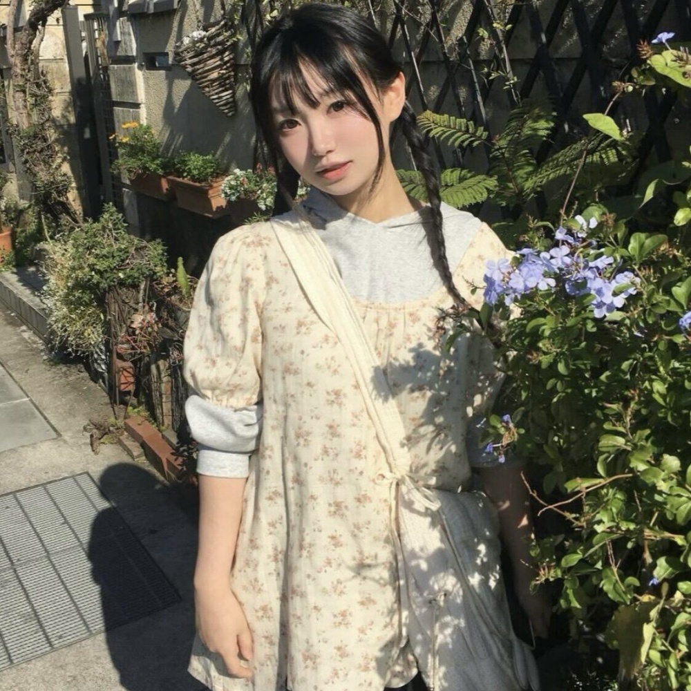 Retro Japanese Floral Pleated  - Summer Japanese Clothing ulasan dan harga