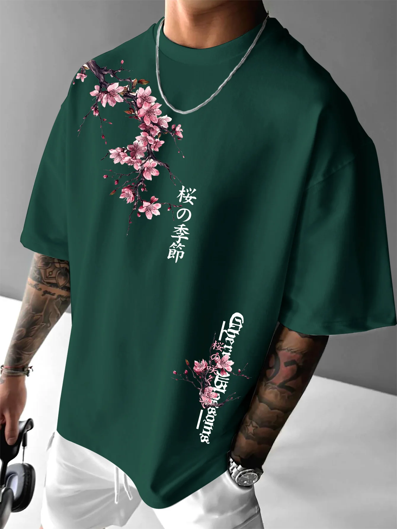 Men's Cotton Japanese Cherry B - Summer Japanese Clothing ulasan dan harga