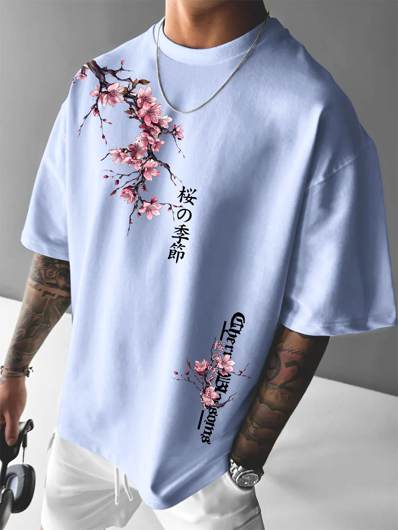 Men's Cotton Japanese Cherry B - Summer Japanese Clothing ulasan dan harga