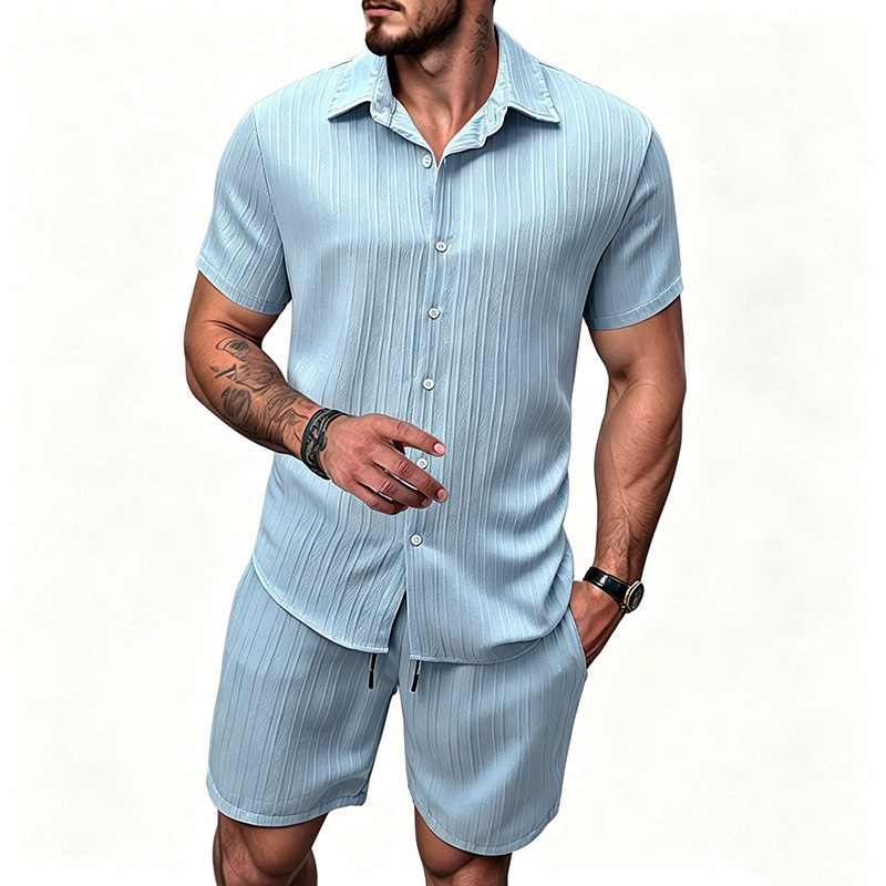 2026 New Men Vertical Wrinkle  - Summer Clothing Trends ulasan dan harga