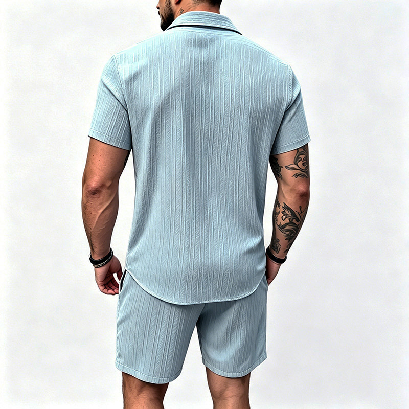 2026 New Men Vertical Wrinkle  - Summer Clothing Trends ulasan dan harga