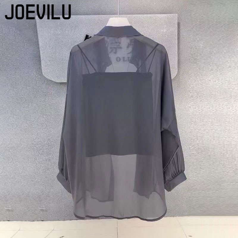 Sheer Chiffon Shirt Women's Ca - Summer Japanese Clothing ulasan dan harga