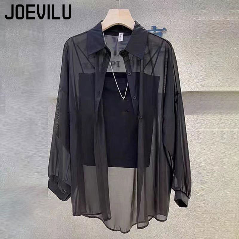 Sheer Chiffon Shirt Women's Ca - Summer Japanese Clothing ulasan dan harga