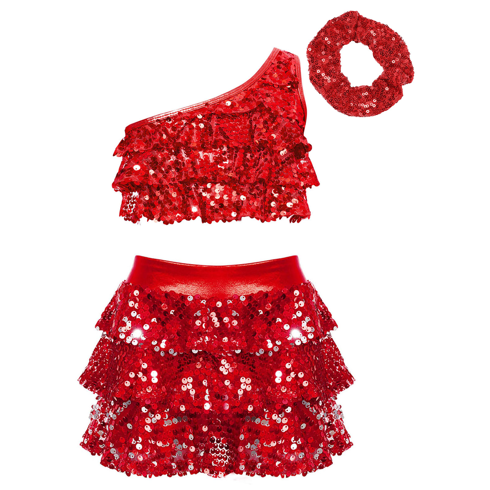 Kids Girls Shiny Sequins Latin - Summer Clothing Set For Girls ulasan dan harga