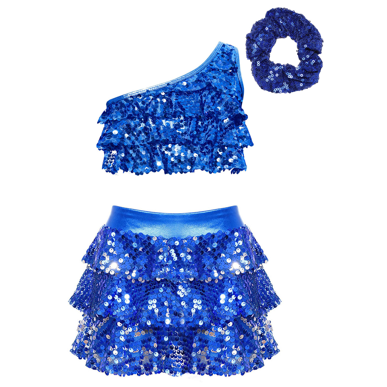 Kids Girls Shiny Sequins Latin - Summer Clothing Set For Girls ulasan dan harga